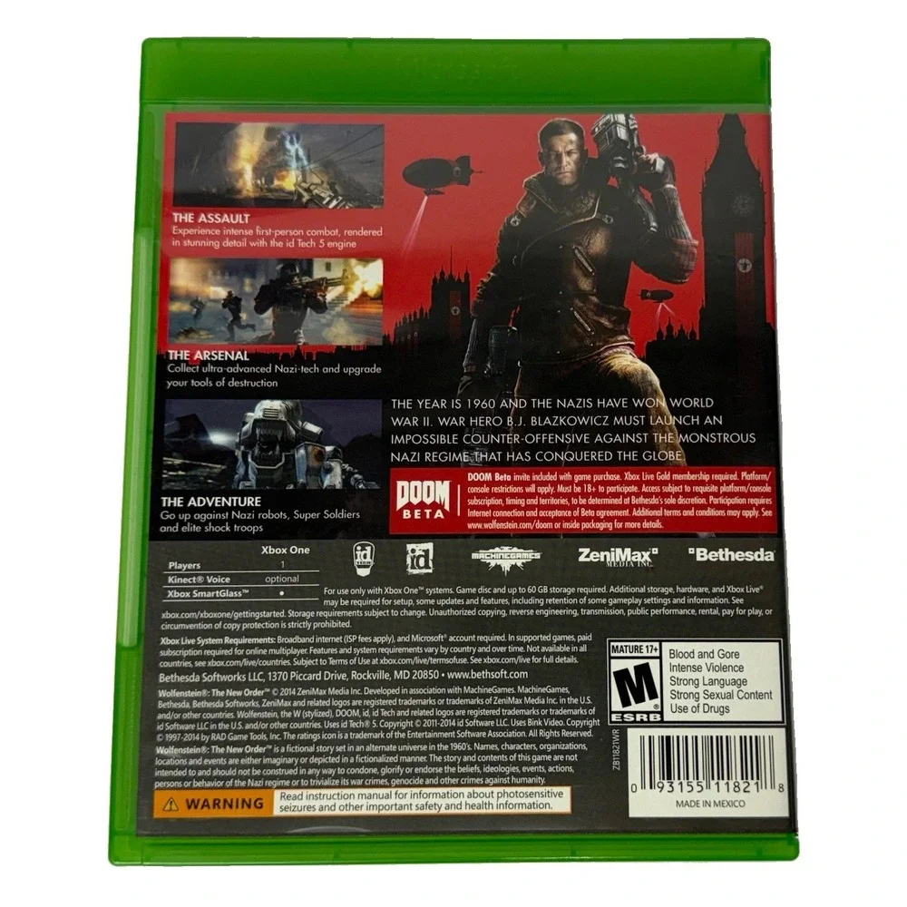 Wolfenstein: The New Order (Microsoft Xbox One, 2014) Complete and Tested